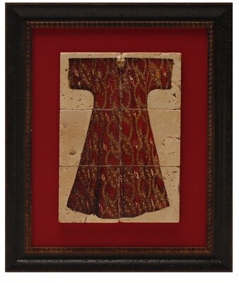 Red Kaftan Gold Motif Ottoman Design Framed Stone Art Red Kaftan Gold Motif Ottoman Design Framed Stone Art