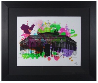Dome of the Rock Colours of Love in a Black Grain Finish Frame