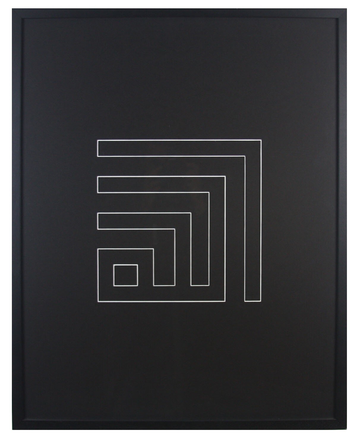 Allah Kufic Calligraphy V-Groove Design in Black Matte Grain Finish Frame