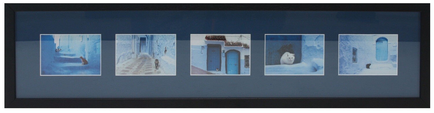 White Traditional Streets &amp; Cats Design in Black 3D Memory Box Frame, Frame Colour: Black