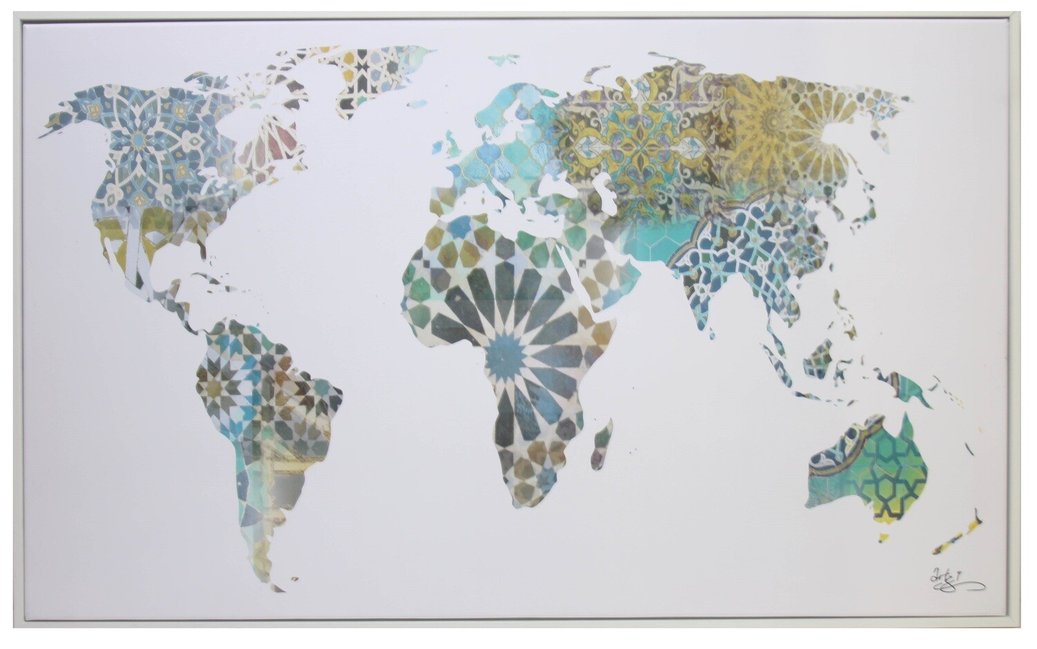 The World Map Geometric Design Original Giclée Canvas