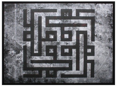 Mohammed Kufic Rotated Abstract Grey/Black Design Original Giclée Canvas