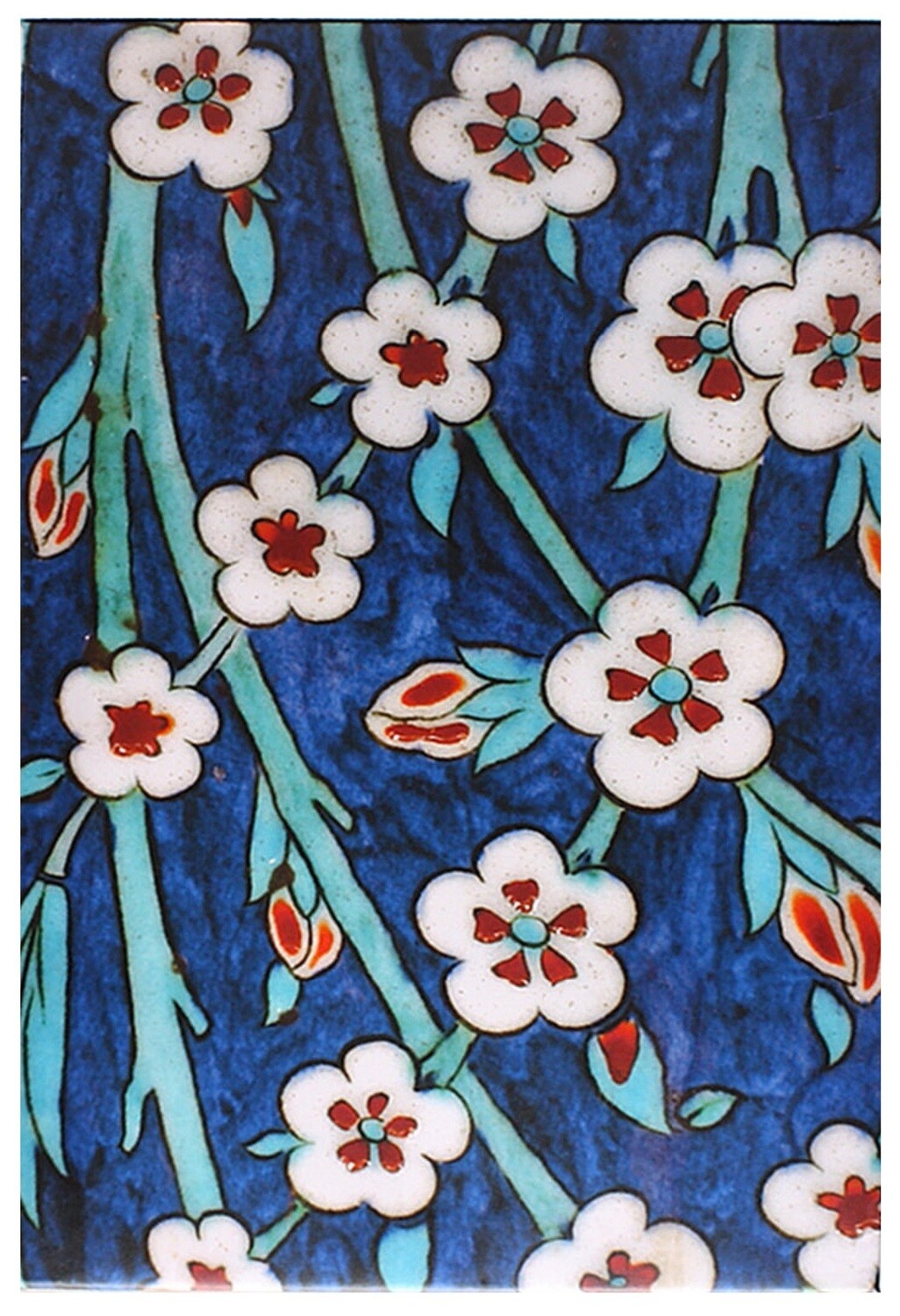 Geometric Iznik Blue Floral Design Giclée Canvas