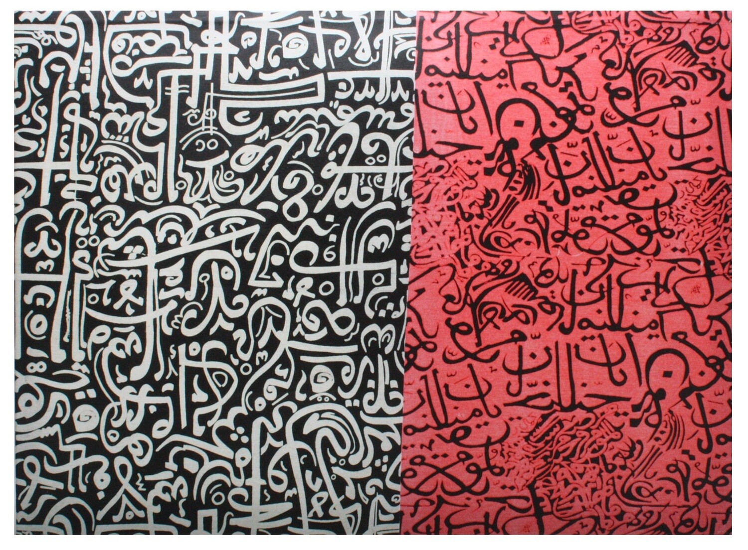 Modern Random Arabic Letters Red/Black Original Giclée Canvas