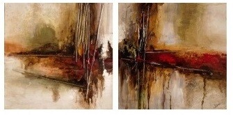 Abstract Crossroads - Set of 2 High Gloss Oil Painting Canvas