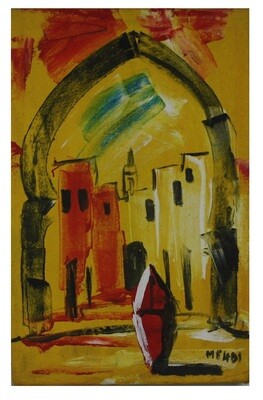 Streets of Fez - Yellow Abstract Textured Multi-Media Hand painted Canvas