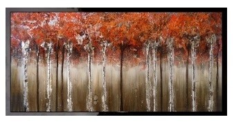 Abstract Maple Walk Modern High Gloss Oil Painted Canvas