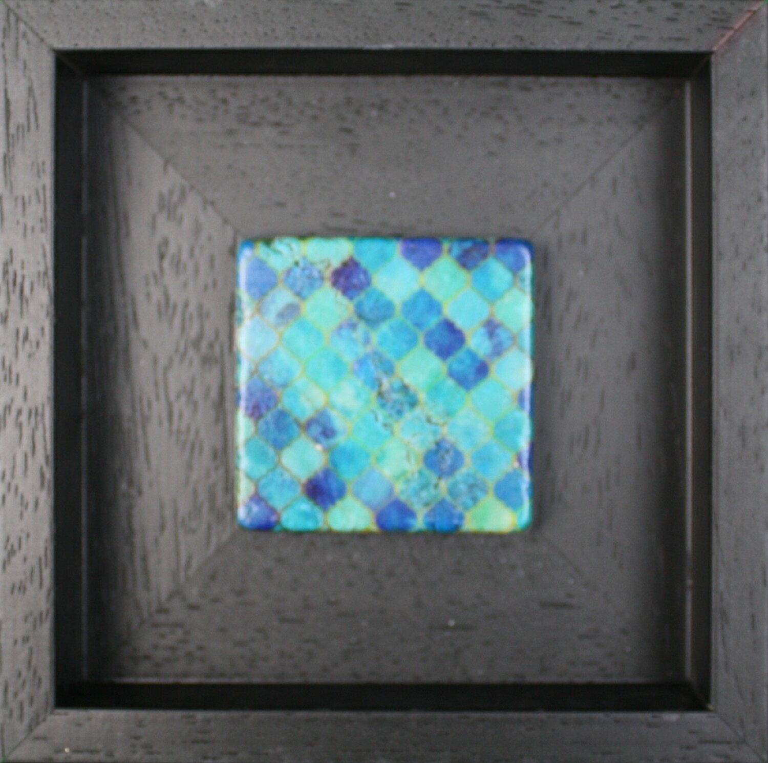 Vibrant Blue Moorish Geometric Design Framed Stone Art