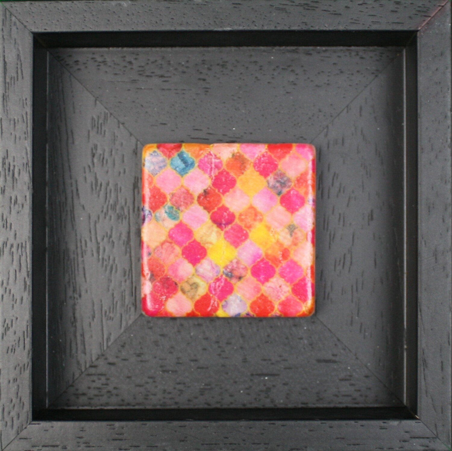 Vibrant Pink Moorish Geometric Design Framed Stone Art