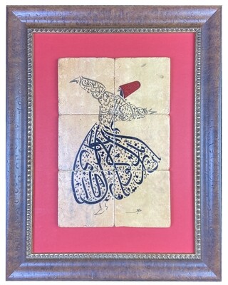 Rumi Poetry in Whirling Dervish Calligraphy Turkish Design Stone Art