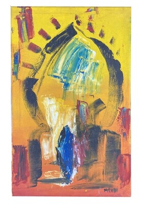 Streets of Fez - Yellow Abstract Textured Multi-Media Hand painted Canvas
