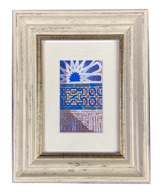 Al-Hambra Geometric Handpainted Design in Cream Distressed Frame