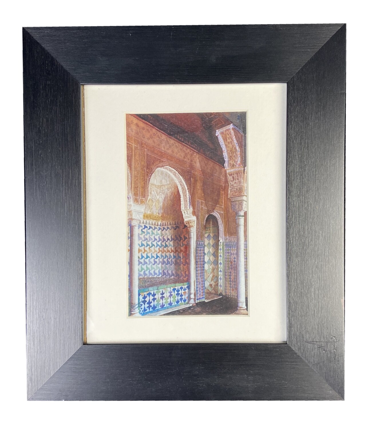 Al-Hambra Doorway Handpainted Design in Black Grain Finish Frame, Frame Colour: Black