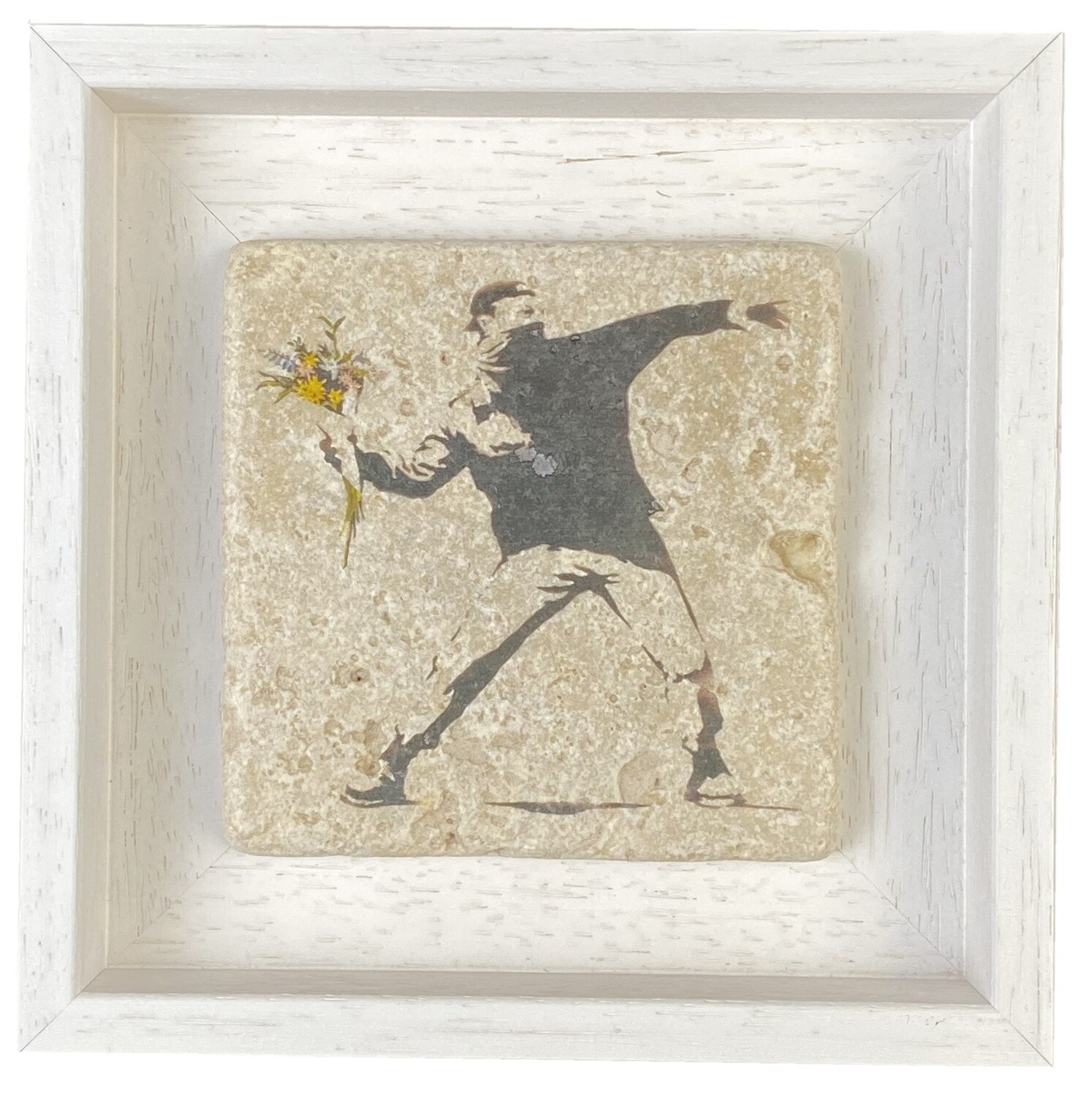 Banksy's Flower Thrower - Love Is In The Air Design Stone Art