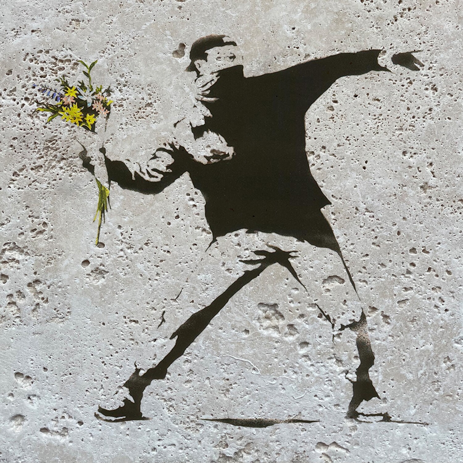 Banksy&#39;s Flower Thrower - Love Is In The Air Design Greeting Card