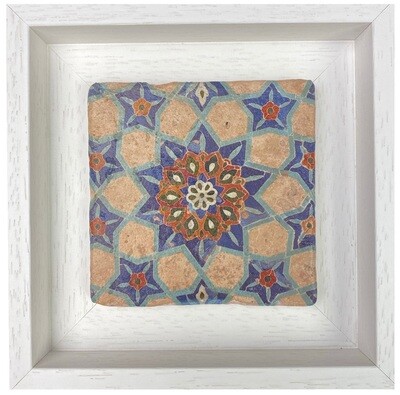 Azure Blue and Sandy Floral Samarkandi Geometric Stone Tile