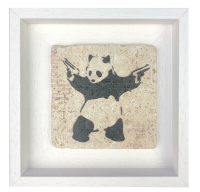Banksy's “Panda with Guns” Design Stone Art