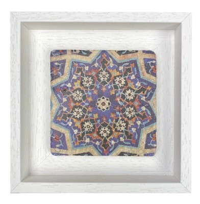 Azure Blue Mosaic Floral Samarkandi Geometric Stone Tile