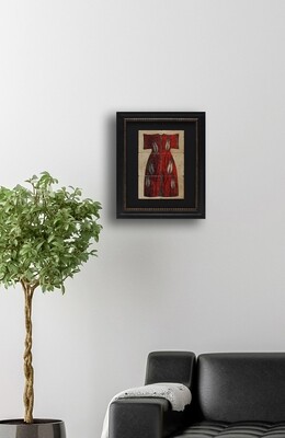 Red Kaftan Blue Motif Ottoman Design Framed Stone Art