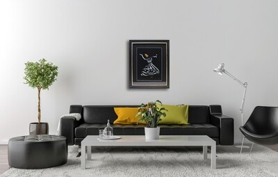 Bismillah Whirling Dervish Gold Hand painted in Black Leather Veneer Frame