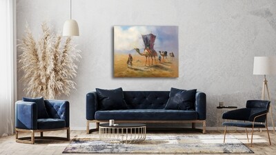 Desert Nomads & Camels Oil painting Original Hand Painted Canvas