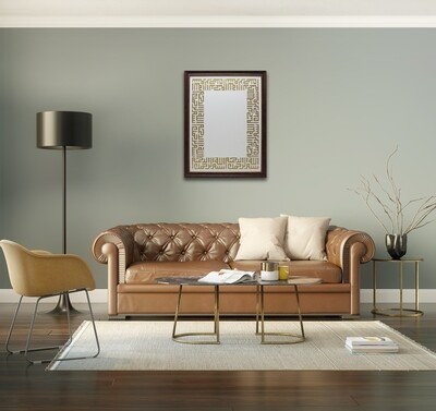 Bismillah Kufic 3D Perimeter Design  Brown &amp; Gold Distressed Frame