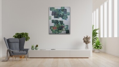 Patchwork Abstract Calligraphy Collage Original Hand Painted Canvas