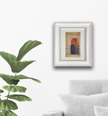 Al-Hambra Doorway Handpainted Design in White Distressed Frame