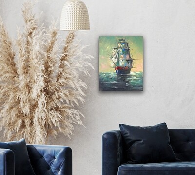 Ship at Sea - Knife Art Oil Painting
