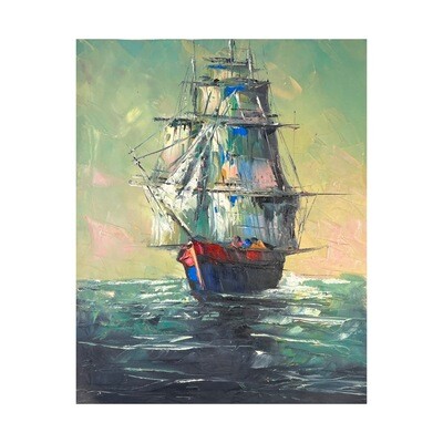 Ship at Sea - Knife Art Oil Painting
