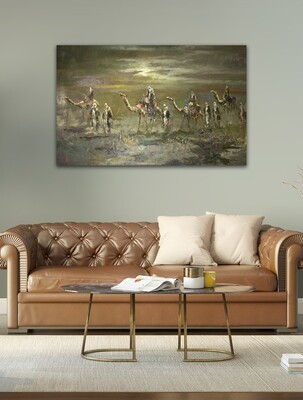 Desert Nomads & Camels Oil painting Original Hand Painted Canvas