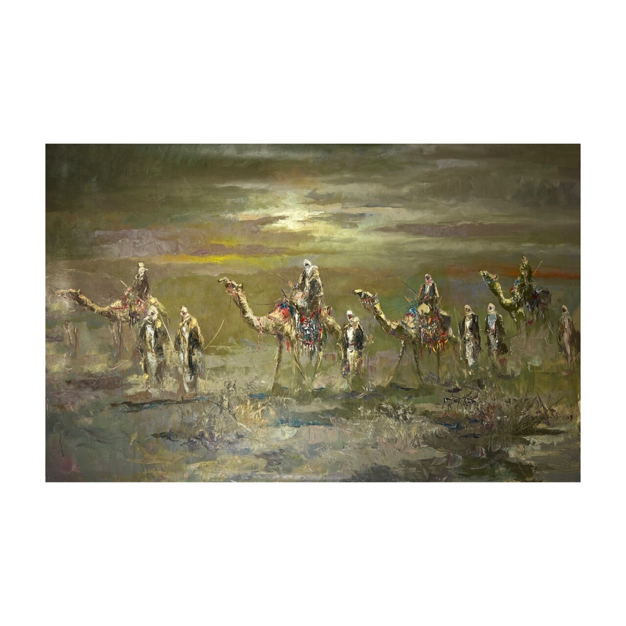 Desert Nomads &amp; Camels Oil painting Original Hand Painted Canvas