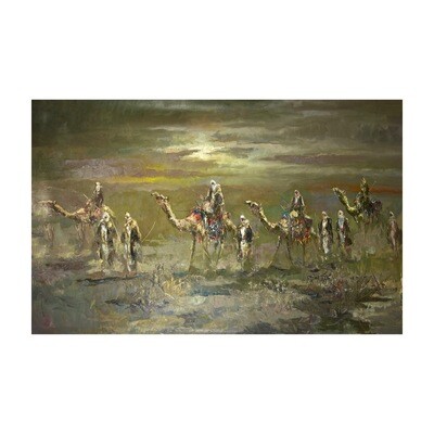 Desert Nomads & Camels Oil painting Original Hand Painted Canvas