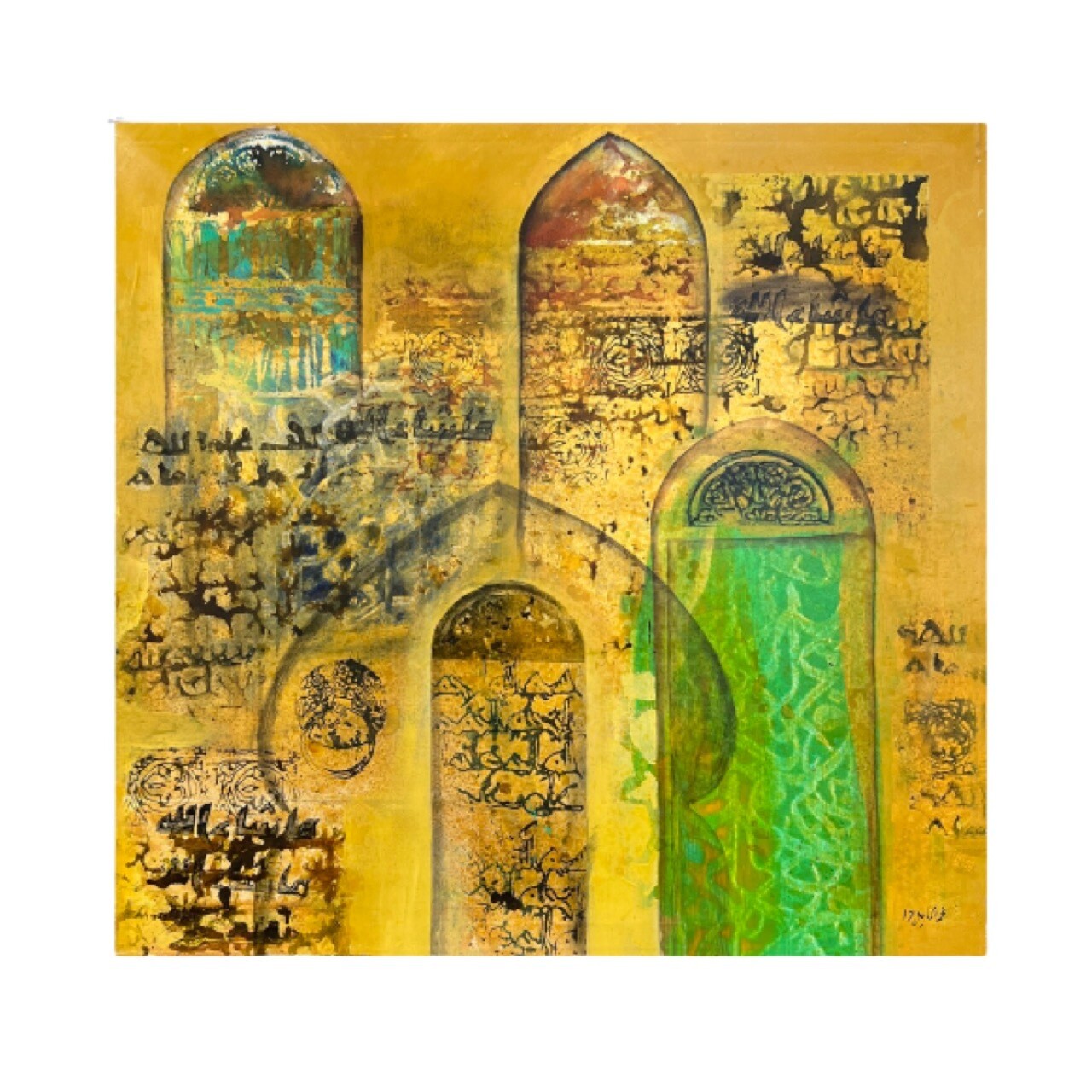 Mesopotamian Arches Abstract Collage Original Hand Painted Canvas