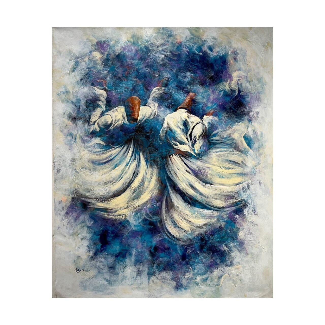 Whirling Dervishes Textured Oil Painting