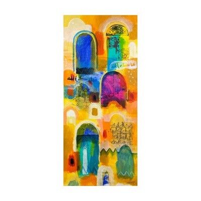 Street Arches Mashallah Tabarkallah Multi-Coloured Collage Original Hand Painted Canvas