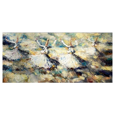 Whirling Dervishes Abstract Textured Oil Painting
