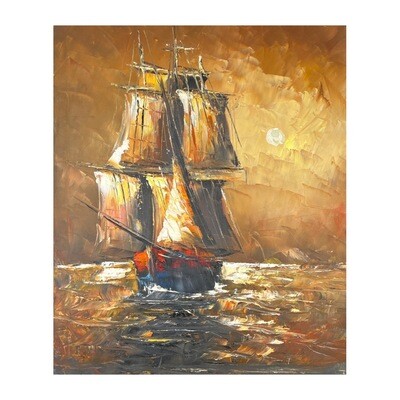Ship at Daybreak -  Knife Art Oil Painting