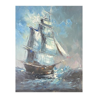 Ship at Sea -  Knife Art Oil Painting
