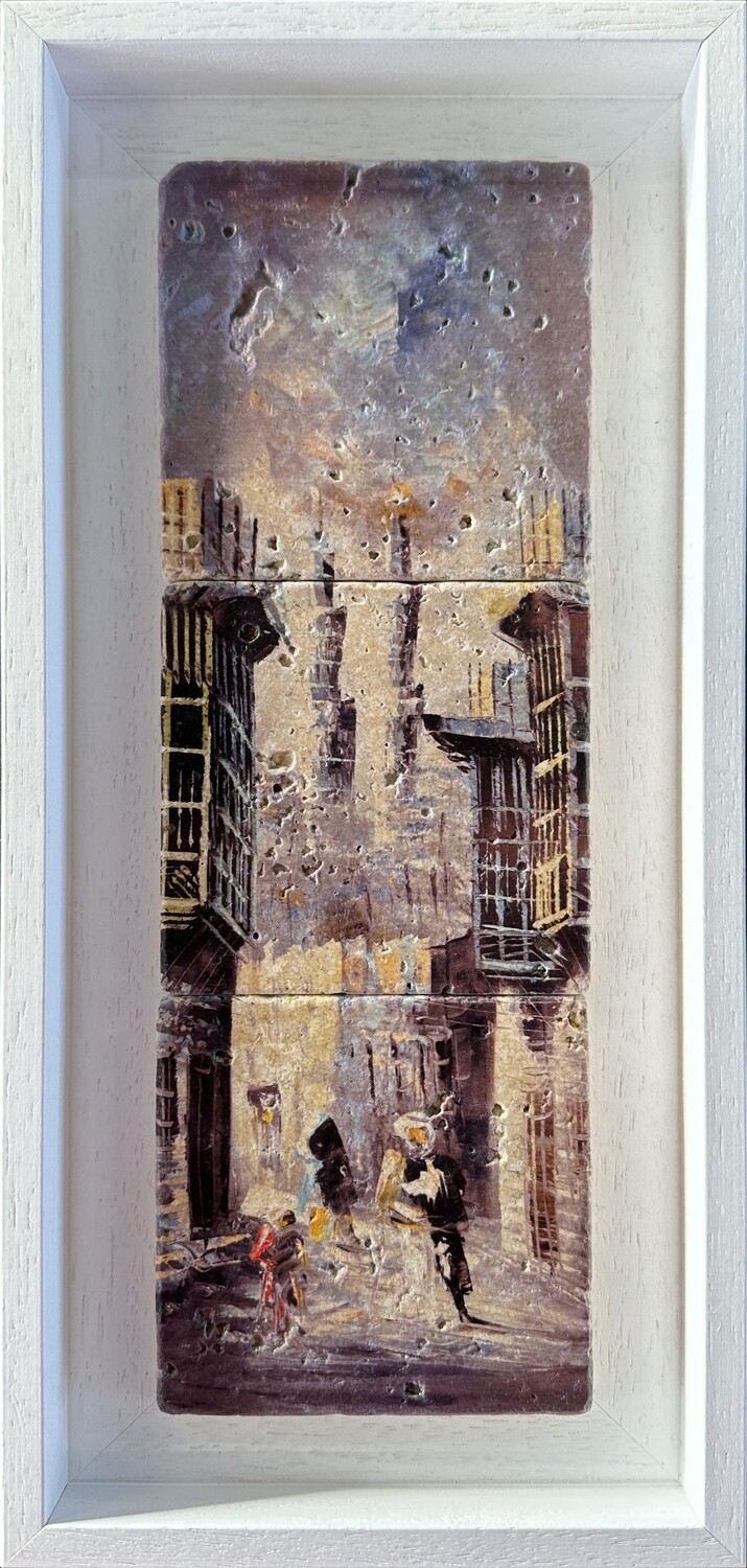 Streets of Baghdad Stone Art, Frame Colour: White
