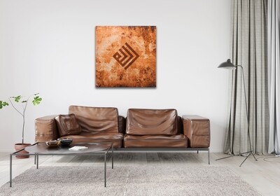 Allah Kufic Rotated Abstract Terracotta Design Original Giclee Canvas
