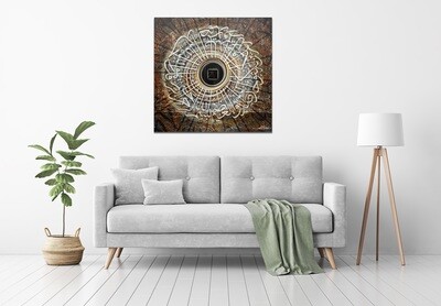 Kaaba Tawaf of Sincerity Abstract Orange and Black 3D Giclée Canvas