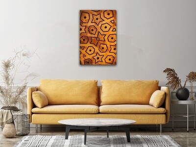 Geometric Mustard &amp; Black Moroccan Art Design Giclée Canvas  Clearance