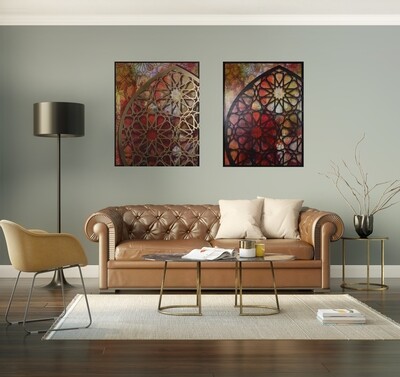 Blessed Arches 3D Black Geometric Design Canvas in Black Frame