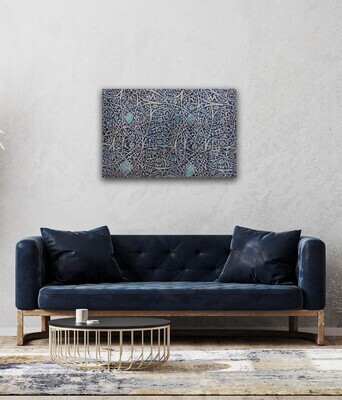 Geometric Turquoise &amp; Blue Persian Arabesque Design Giclée Canvas