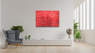 Abstract Random Arabic Letters Red Original Giclée Canvas Clearance