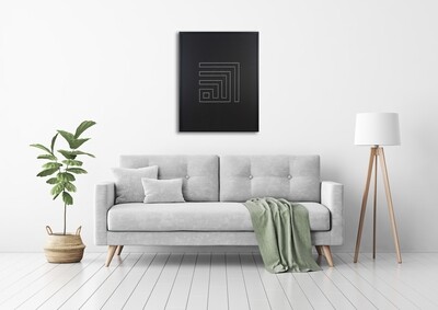 Allah Kufic Calligraphy V-Groove Design in Black Matte Grain Finish Frame