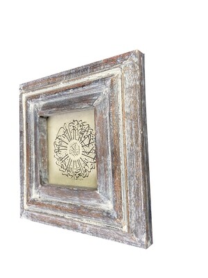 Surah Al-Ikhlass on Lokta Paper in a 4x4 Distressed Natural Wood Frame