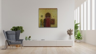Abstract Blessed Arches &amp; Ayaats Original Mix Media Hand Painted Canvas