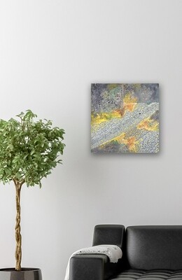 Abstract Grey Orange Quran Verses Oil Painting